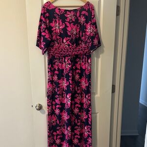 Lilly Pulitzer Pink and Black Floral Maxi Dress
